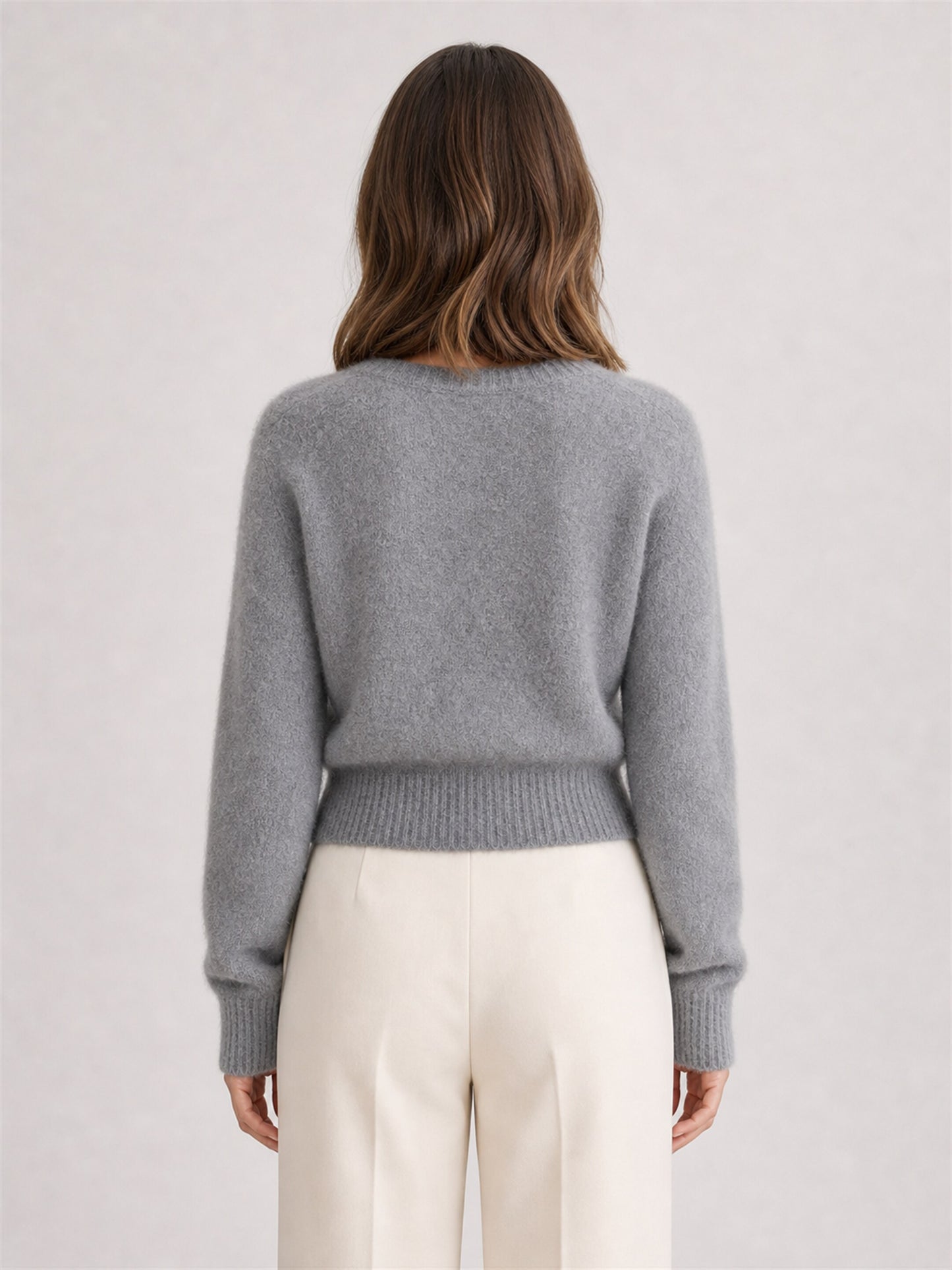 Women's Brushed Cashmere Shrunken V-Neck Sweater