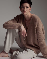 Mongolian Spring Cashmere Oversized Boyfriend Cardigan Sweater